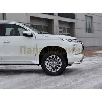 Защита переднего бампера d57 секции-d75x42 дуга РусСталь для Mitsubishi Pajero Sport 2021-