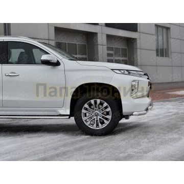 Защита переднего бампера d57 секции-d57 дуга РусСталь для Mitsubishi Pajero Sport 2021-