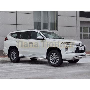 Защита переднего бампера d57 секции-d57 дуга РусСталь для Mitsubishi Pajero Sport 2021-