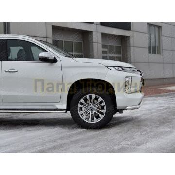 Защита переднего бампера d57 секции РусСталь для Mitsubishi Pajero Sport 2021-