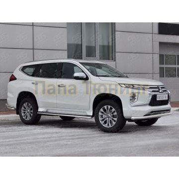 Защита переднего бампера d57 секции РусСталь для Mitsubishi Pajero Sport 2021-
