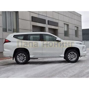Защита порогов d42 РусСталь для Mitsubishi Pajero Sport 2021-
