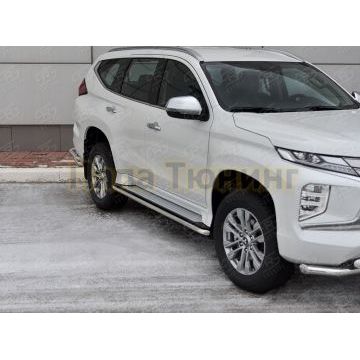 Защита порогов d42 РусСталь для Mitsubishi Pajero Sport 2021-