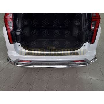 Накладка на задний бампер RUSSTAL (нерж., шлиф.,надпись) РусСталь для Mitsubishi Pajero Sport 2021-