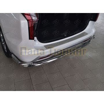 Накладка на задний бампер RUSSTAL (нерж., зеркало) РусСталь для Mitsubishi Pajero Sport 2021-