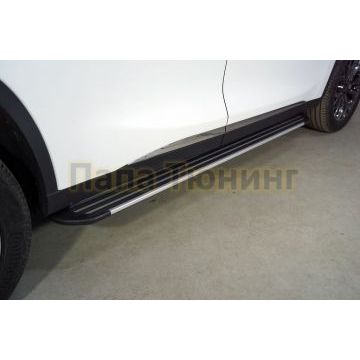 Пороги алюминиевые Slim Line Silver 1820 мм ТСС для Exeed TXL 1.6L Turbo 4WD 2021- (не подходят на комплектацию FL2)-