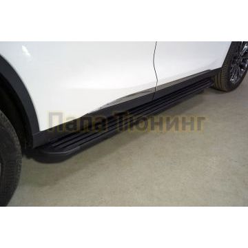 Пороги алюминиевые Slim Line Black 1820 мм ТСС для Exeed TXL 1.6L Turbo 4WD 2021- (не подходят на комплектацию FL2)
