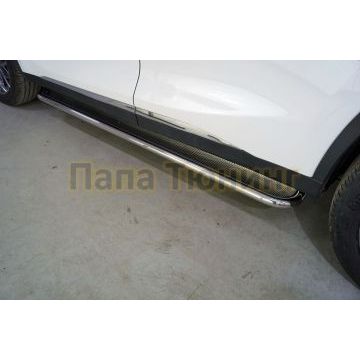 Пороги с площадкой (нерж. лист) 42,4 мм ТСС для Exeed TXL 1.6L Turbo 4WD 2021- (не подходят на комплектацию FL2)