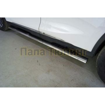 Пороги овальные с накладкой 120х60 мм ТСС для Exeed TXL 1.6L Turbo 4WD 2021- (не подходят на комплектацию FL2)