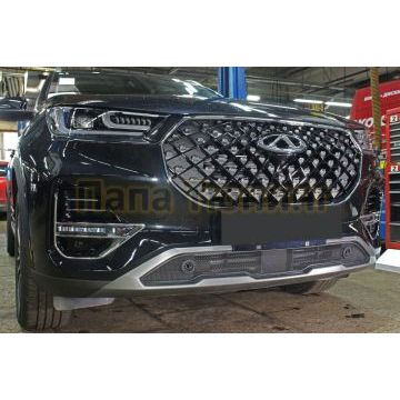 Защита радиатора Chery Tiggo 8 PRO 2021- black низ с парктроником