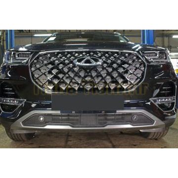Защита радиатора Chery Tiggo 8 PRO 2021- black низ с парктроником