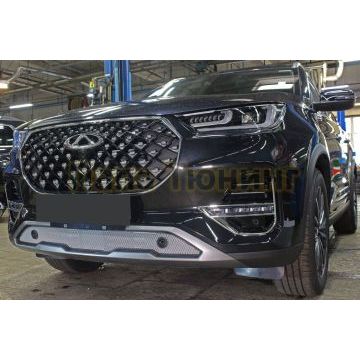 Защита радиатора Chery Tiggo 8 PRO 2021- chrome низ с парктроником