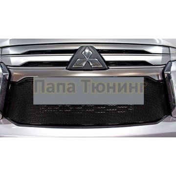 Защита радиатора Mitsubishi Pajero Sport 2021- black низ PREMIUM
