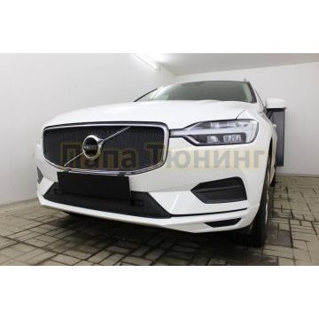 Защита радиатора Volvo XC60 2017- (R-Design) (2 части) black верх PREMIUM