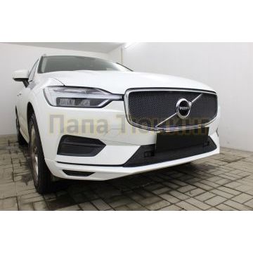 Защита радиатора Volvo XC60 2017- (R-Design) (2 части) black верх PREMIUM