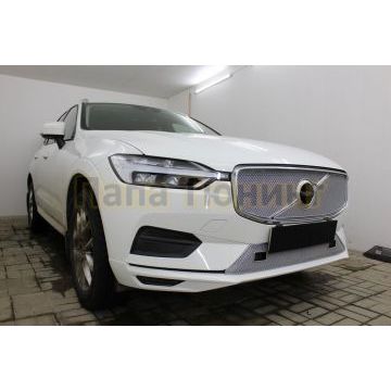 Защита радиатора Volvo XC60 2017- (R-Design) (2 части) chrome верх PREMIUM