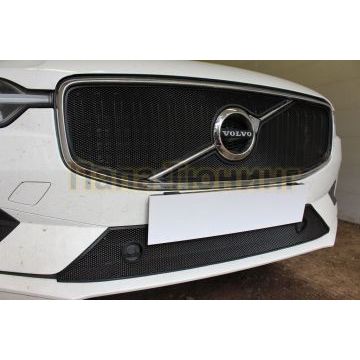 Защита радиатора Volvo XC60 2017- (R-Design) (2 части) black верх