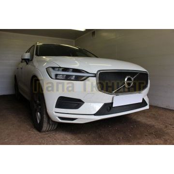 Защита радиатора Volvo XC60 2017- (R-Design) (2 части) black верх