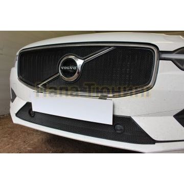 Защита радиатора Volvo XC60 2017- (R-Design) (2 части) black верх