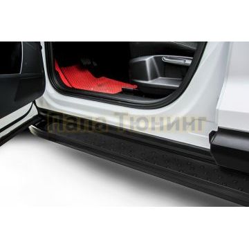 Пороги алюминиевые "Standart Black" 1900 черные Slitkoff для Porsche Cayenne 2002-2007