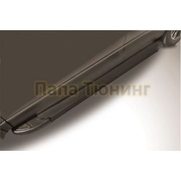 Пороги алюминиевые "Optima Black"  1700 черные Slitkoff для Mazda CX-5 2011-2017