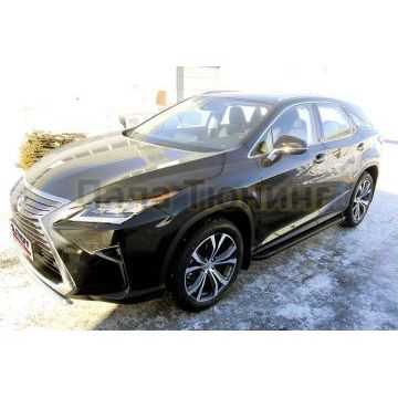 Пороги алюминиевые "Optima Black" 1800 черные Slitkoff для Lexus RX-350 2015- IV поколение