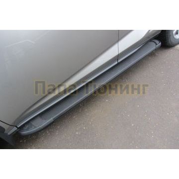 Пороги алюминиевые "Optima Black"  1700 черные Slitkoff для Lexus NX 300h 2014-2021