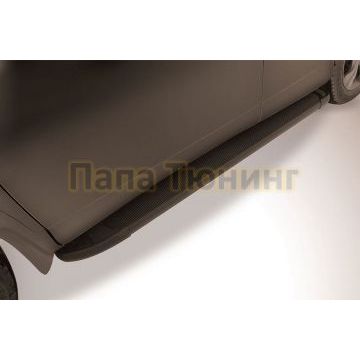 Пороги алюминиевые "Optima Black" 1700 черные Slitkoff для Honda CR-V 2017-