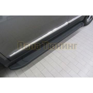 Пороги алюминиевые "Optima Black" 1800 черные Slitkoff для Haval H6 2014-