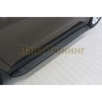 Пороги алюминиевые "Optima Black" 1700 черные Slitkoff для Haval H2 2014-