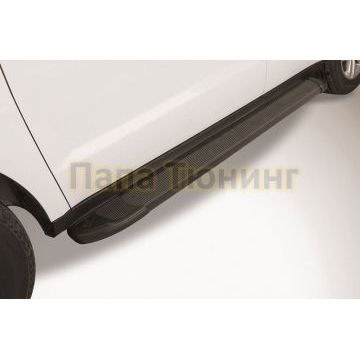 Пороги алюминиевые "Optima Black" 1700 черные Slitkoff для Geely EMGRAND X7 2011-2016