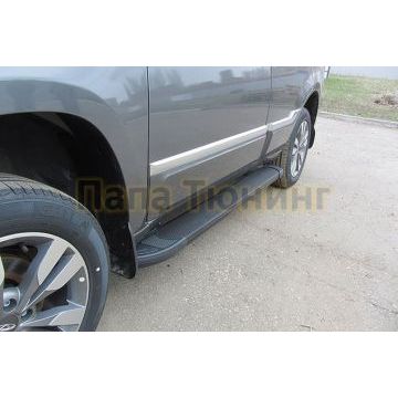 Пороги алюминиевые "Optima Black" 1600 черные Slitkoff для Chery TIGGO 3 2017-