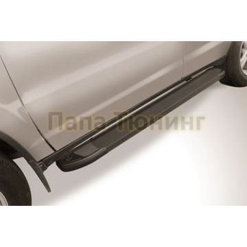 Пороги алюминиевые "Optima Black" 1450 черные Slitkoff для Chevrolet NIVA BERTONE 2010-2020