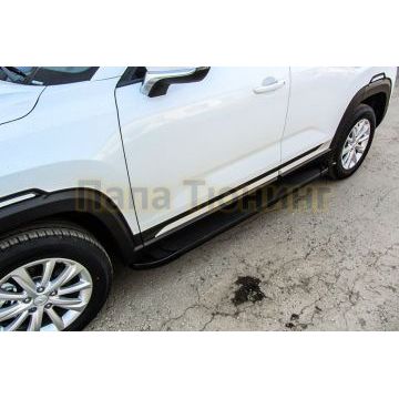 Пороги алюминиевые "Optima Black" 1700 черные Slitkoff для Changan CS35 PLUS 2019-2023