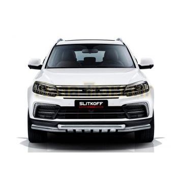 Защита переднего бампера d57+d57 с декоративными элементами Zotye Coupa 2018- Защита переднего бампера d57+d57 с декоративными элементами Zotye Coupa 2018-