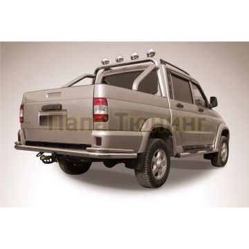 Защита заднего бампера d76+d42 двойная UAZ PICKUP 2014-
