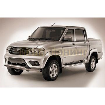 Защита переднего бампера d57+d57 двойная UAZ PICKUP 2014-