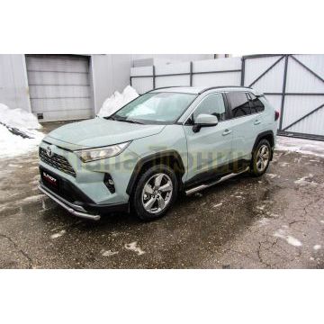 Защита порогов D76 с проступями Toyota RAV-4 2018-