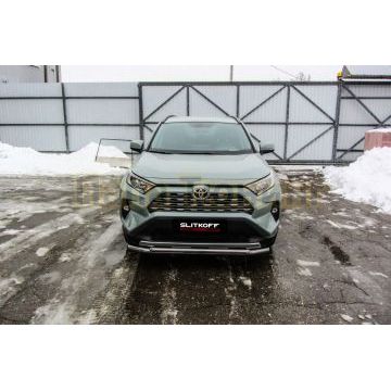 Защита переднего бампера D57+D42 двойная Toyota RAV-4 2018-