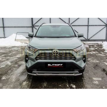 Защита переднего бампера D57+D42 двойная Toyota RAV-4 2018-