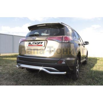 Защита заднего бампера d57 "волна" Toyota RAV-4 2015-2019