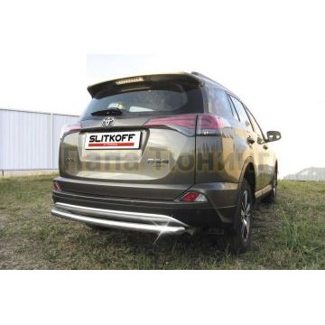 Защита заднего бампера d57 радиусная Toyota RAV-4 2015-2019