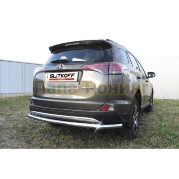 Защита заднего бампера d57 длинная Toyota RAV-4 2015-2019