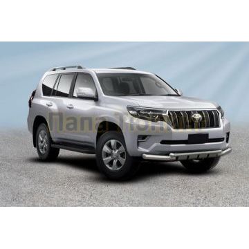 Защита переднего бампера d76+d57 двойная с профильной ЗК Toyota Land Cruiser PRADO 150 2017-2020 Защита переднего бампера d76+d57 двойная с профильной ЗК Toyota Land Cruiser PRADO 150 2017-2020