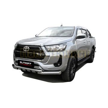 Защита переднего бампера d76+d57 двойная с профильной ЗК Toyota HILUX 2020- Защита переднего бампера d76+d57 двойная с профильной ЗК Toyota HILUX 2020-