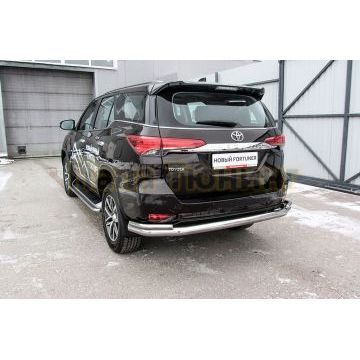 Защита заднего бампера d76+d42 двойная длинная Toyota FORTUNER II ПОКОЛЕНИЕ 2015- Защита заднего бампера d76+d42 двойная длинная Toyota FORTUNER II ПОКОЛЕНИЕ 2015-