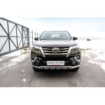 Защита переднего бампера d76+d57 двойная с профильной ЗК Toyota FORTUNER II ПОКОЛЕНИЕ 2015- Защита переднего бампера d76+d57 двойная с профильной ЗК Toyota FORTUNER II ПОКОЛЕНИЕ 2015-