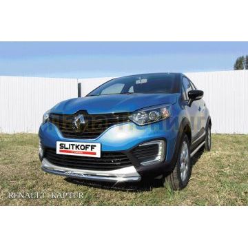 Защита переднего бампера d42 с надписью Renault KAPTUR 4WD 2012-2020