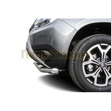 Защита переднего d57+d42 бампера двойна Renault Duster 2021-