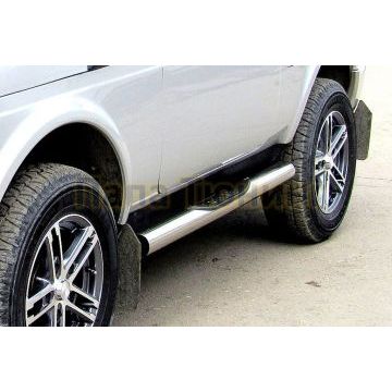 Защита порогов d76 с проступями Lada Niva 4x4 Urban 3D 2014-